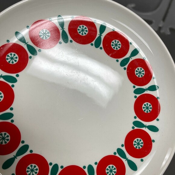 Vintage Anfora Mexico Salad Plates White Red Green 7 3/8" Lot of 4 - Picture 10 of 11